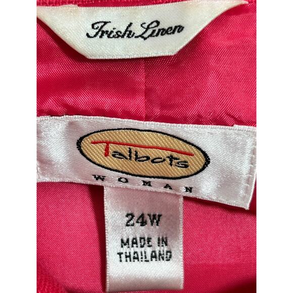 Talbots Irish Linen Blazer Womens Size 24W Hot Pink Lagenlook Career Work Office - Picture 6 of 11